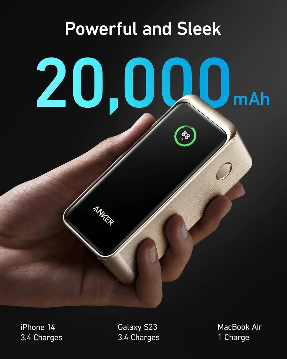 ANKER 3-Port 200W Power Bank LCD Screen 20,000mAh Gold