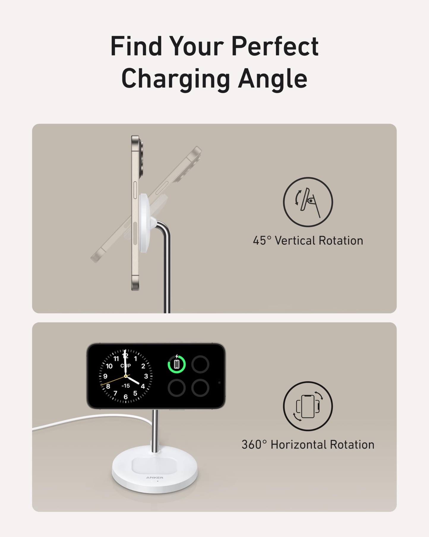 Anker MagGo Wireless Charger (2-in-1 Stand) 15W White