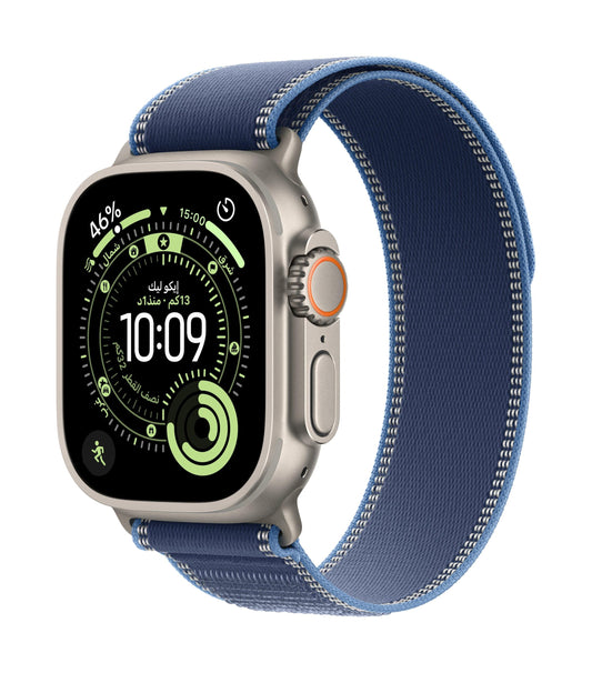 Apple Watch Ultra 3 GPS + Cellular 49mm Natural Titanium Case with Blue/Bright Blue Trail Loop – M/L