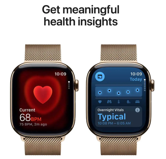 Apple Watch Series 11 GPS + Cellular 42mm Gold Titanium Case with Gold Milanese Loop