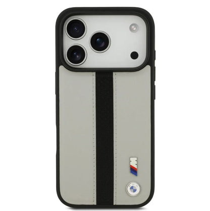 BMW PU Leather Case With Perforated Stripes & Metal Logos-iPhone 17 Pro