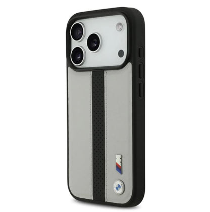 BMW PU Leather Case With Perforated Stripes & Metal Logos-iPhone 17 Pro