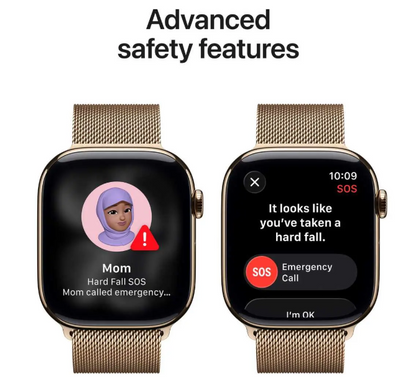 Apple Watch Series 11 GPS + Cellular 42mm Gold Titanium Case with Gold Milanese Loop
