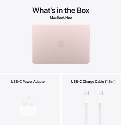 13-inch MacBook Neo A18 Pro chip 6‑core CPU 5‑core GPU 8GB 256GB SSD-Blush