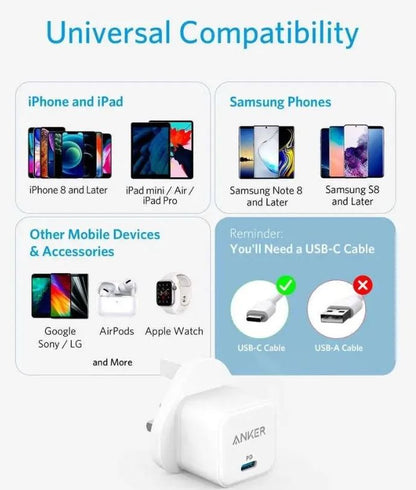 Anker PowerPort III 20W Cube Charger, White