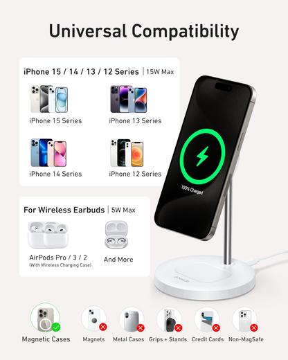 Anker MagGo Wireless Charger (2-in-1 Stand) 15W White