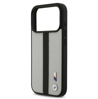 BMW PU Leather Case With Perforated Stripes & Metal Logos-iPhone 17 Pro