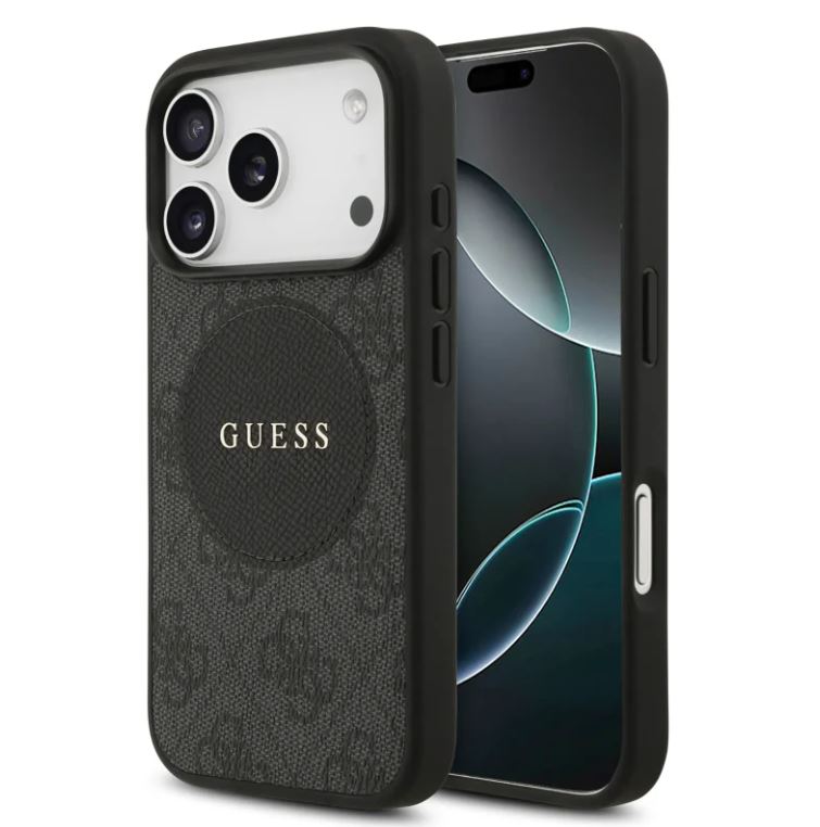 Guess MagSafe 4G PU Leather Case With Round Patch & Classic Logo-iPhone 17 Pro