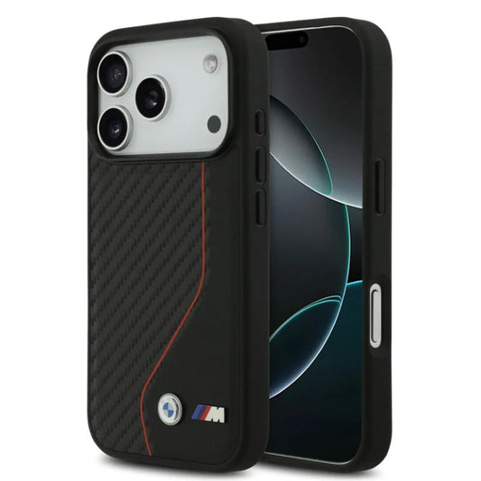 BMW PU Leather & Carbon Case With Colored Line Stitch-iPhone 17 Pro