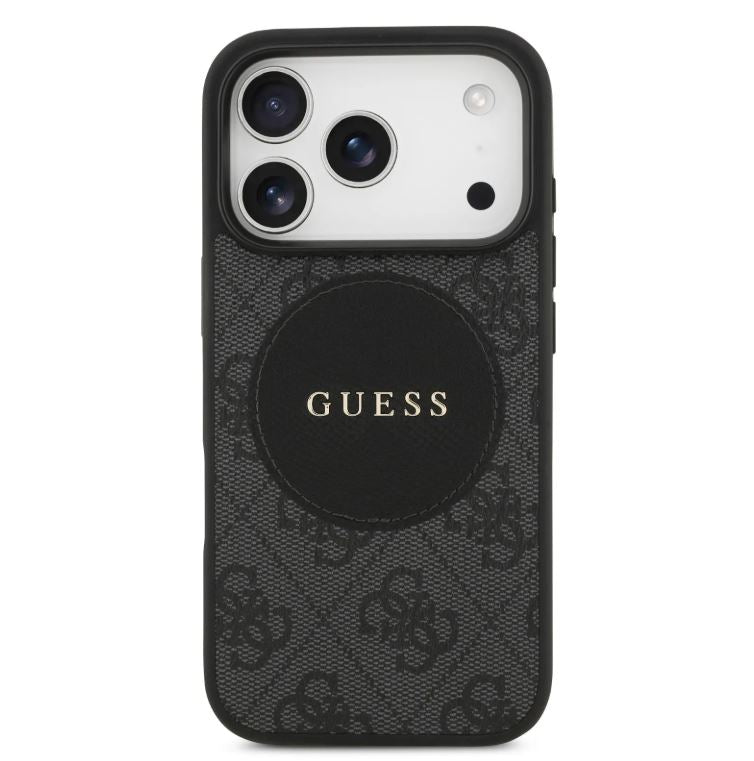 Guess MagSafe 4G PU Leather Case With Round Patch & Classic Logo-iPhone 17 Pro