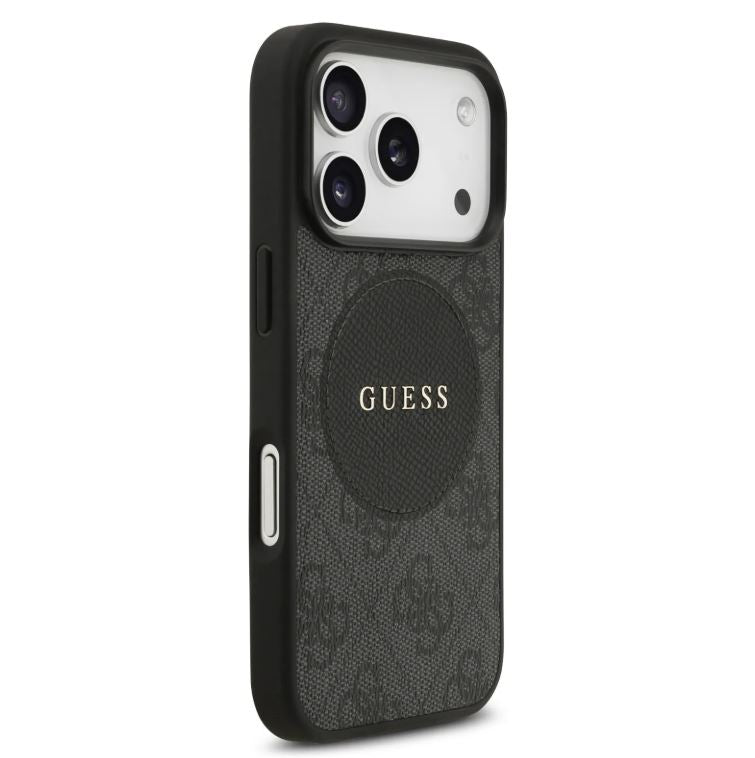 Guess MagSafe 4G PU Leather Case With Round Patch & Classic Logo-iPhone 17 Pro