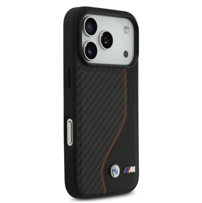 BMW PU Leather & Carbon Case With Colored Line Stitch-iPhone 17 Pro