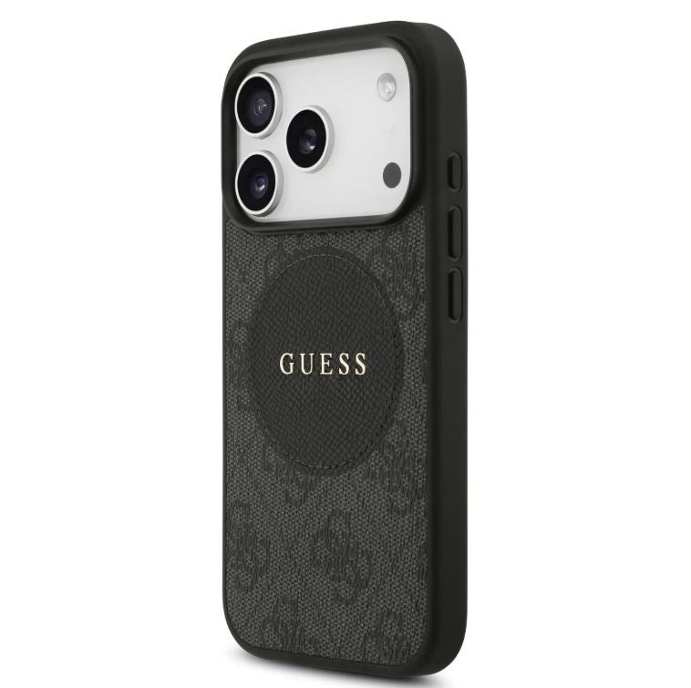 Guess MagSafe 4G PU Leather Case With Round Patch & Classic Logo-iPhone 17 Pro