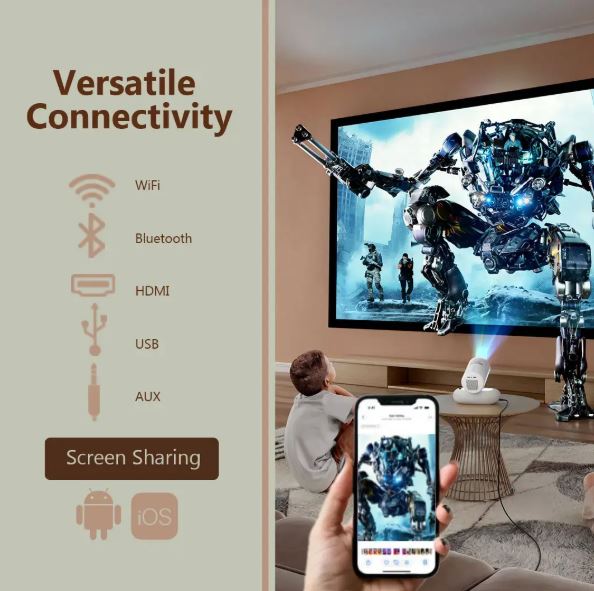 Porodo Lumacast Smart Full HD Projector Auto Focus & Keystone