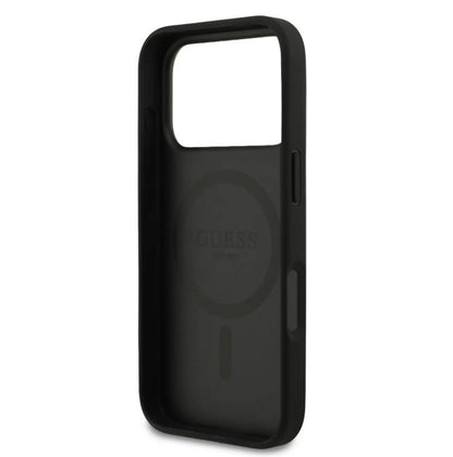 Guess MagSafe PU Leather Case With Peony Hot Stamp Design With Classsic Logo-iPhone 17 Pro Max