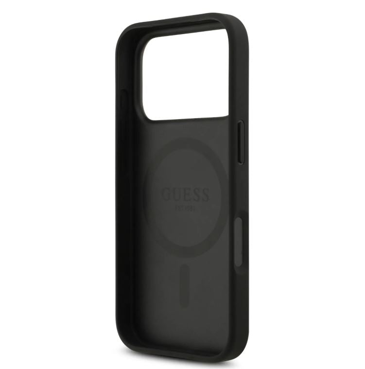 Guess MagSafe 4G PU Leather Case With Round Patch & Classic Logo-iPhone 17 Pro