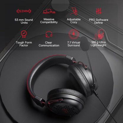 Redragon H386 Diomedes 7.1 Wired Gaming Headset - Black