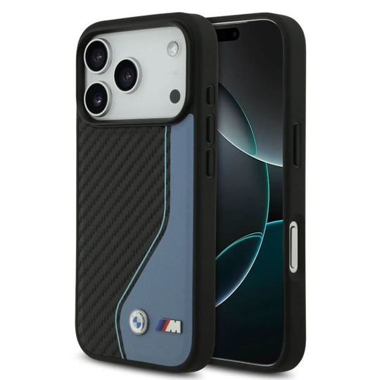 BMW PU Leather & Carbon Case With Colored Line Stitch-iPhone 17 Pro