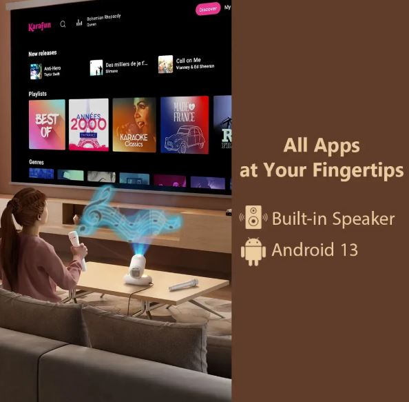 Porodo Lumacast Smart Full HD Projector Auto Focus & Keystone