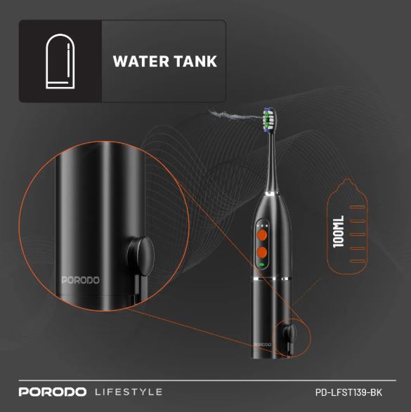 Porodo Lifestyle Water Floss & Sonic Electric Toothbrush-BLACK