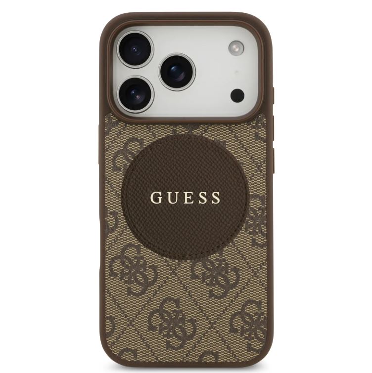 Guess MagSafe 4G PU Leather Case With Round Patch & Classic Logo-iPhone 17 Pro