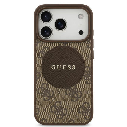 Guess MagSafe 4G PU Leather Case With Round Patch & Classic Logo-iPhone 17 Pro