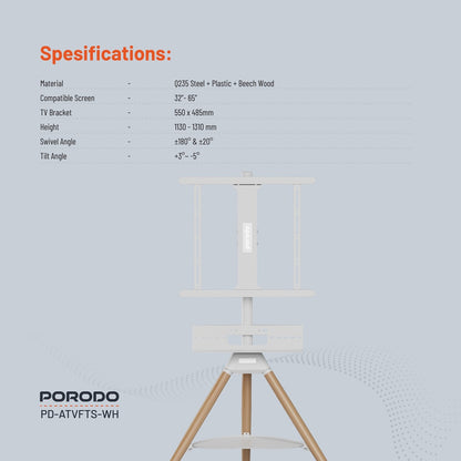 Porodo TV Stand Wooden Tripod
