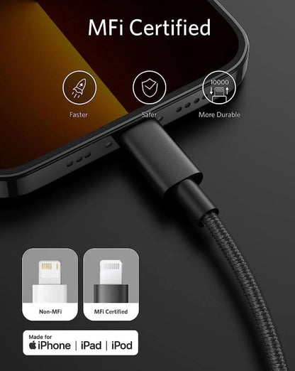 Anker USB-C to Lightning Cable  (6ft/1.8m, New Nylon ) Black