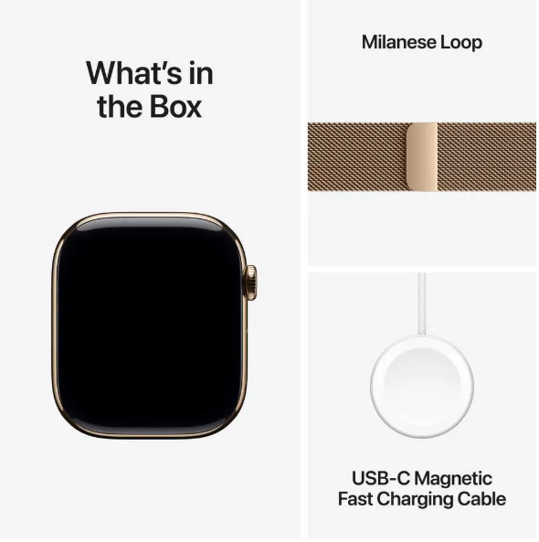 Apple Watch Series 11 GPS + Cellular 42mm Gold Titanium Case with Gold Milanese Loop