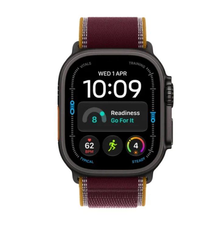 Watch Ultra 4 GPS + Cell 49mm Black Titanium Case with Burgundy Trail Loop S/M