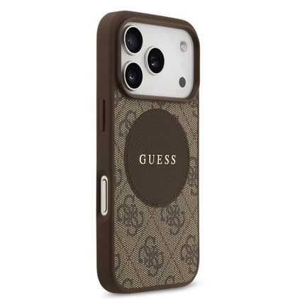 Guess MagSafe 4G PU Leather Case With Round Patch & Classic Logo-iPhone 17 Pro