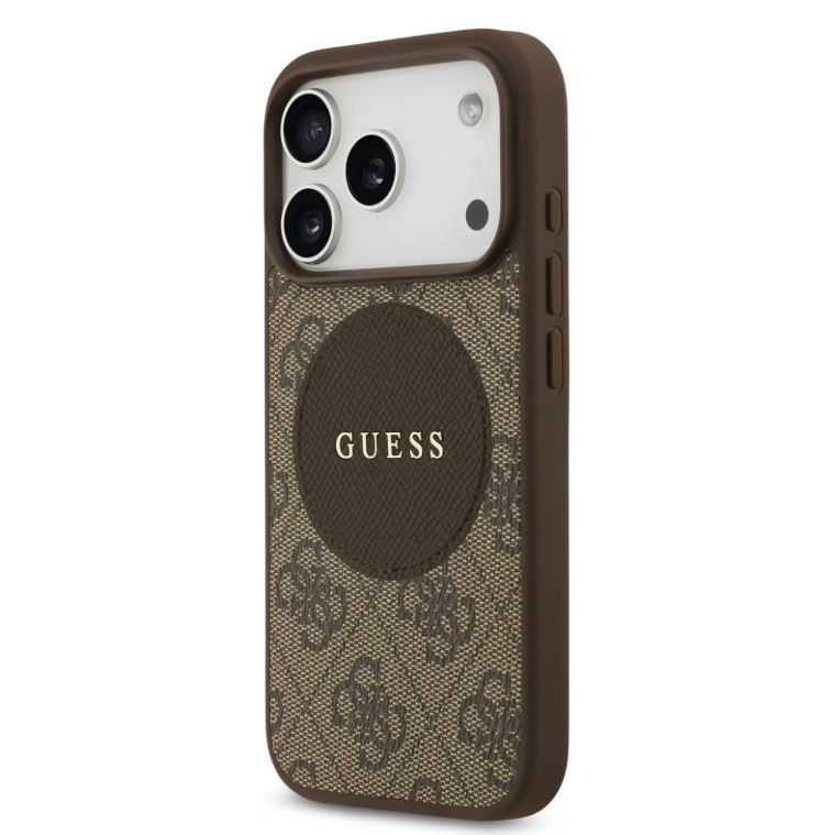 Guess MagSafe 4G PU Leather Case With Round Patch & Classic Logo-iPhone 17 Pro