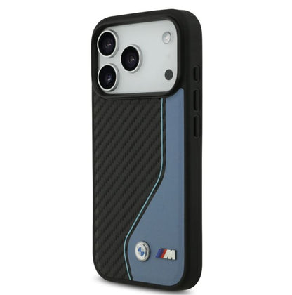 BMW PU Leather & Carbon Case With Colored Line Stitch-iPhone 17 Pro Max