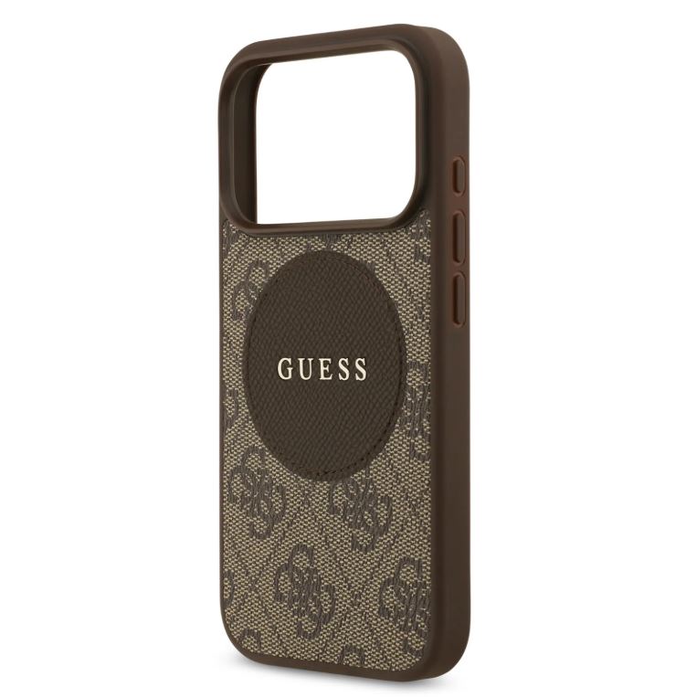 Guess MagSafe 4G PU Leather Case With Round Patch & Classic Logo-iPhone 17 Pro