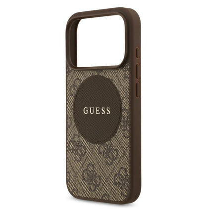 Guess MagSafe 4G PU Leather Case With Round Patch & Classic Logo-iPhone 17 Pro