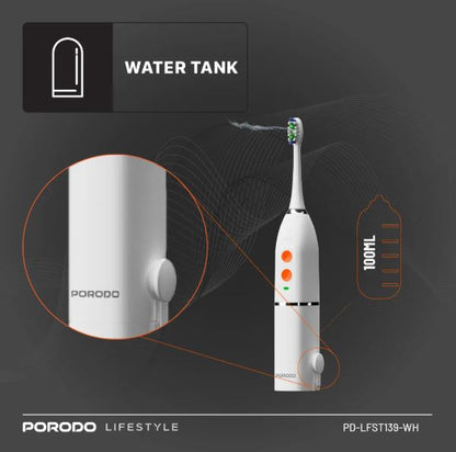 Porodo Lifestyle Water Floss & Sonic Electric Toothbrush-WHITE