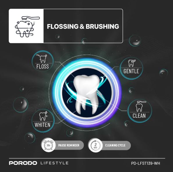 Porodo Lifestyle Water Floss & Sonic Electric Toothbrush-WHITE