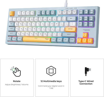 Twisted Minds Spectrum Series Wired Keyboard 80% Compact Gasket structure Membrane - (English / Arabic) Layout