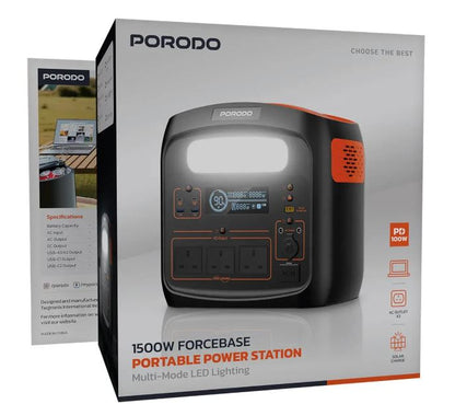 Porodo 1500W Forcebase  Portable Power Station  Black/Orange