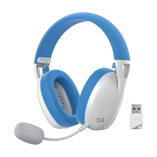 Redragon IRE Pro Ultra-Light 7.1 Surround Sound Wireless Gaming Headset For PC, Mac, PS4, Switch and Phone - White/Blue