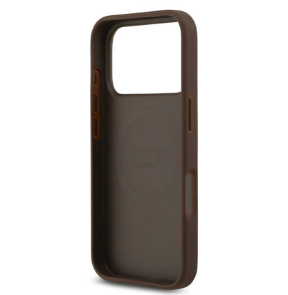 Guess MagSafe PU Leather Case With Peony Hot Stamp Design With Classsic Logo-iPhone 17 Pro