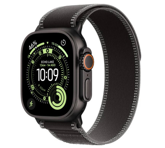 Apple Watch Ultra 3 GPS + Cellular 49mm Black Titanium Case with Black/Charcoal Trail Loop – M/L