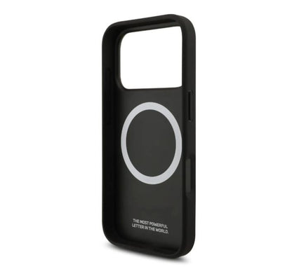 BMW MagSafe PU Leather Case With Tricolor Slanted Stripes & Metal Logos- iPhone 17 Pro