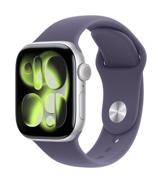 Apple Watch Series 11 GPS 42mm Silver Aluminium Case with Purple Fog Sport Band – S/M