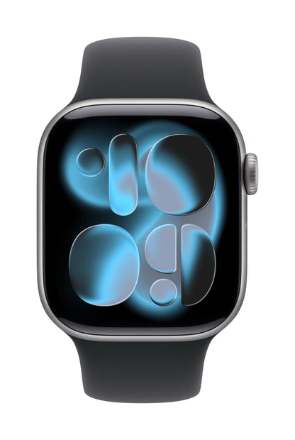 Apple Watch Series 11 GPS + Cellular 42mm Space Grey Aluminium Case with Black Sport Band – M/L