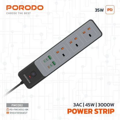 Porodo 3AC | 45W | 300W Power Strip